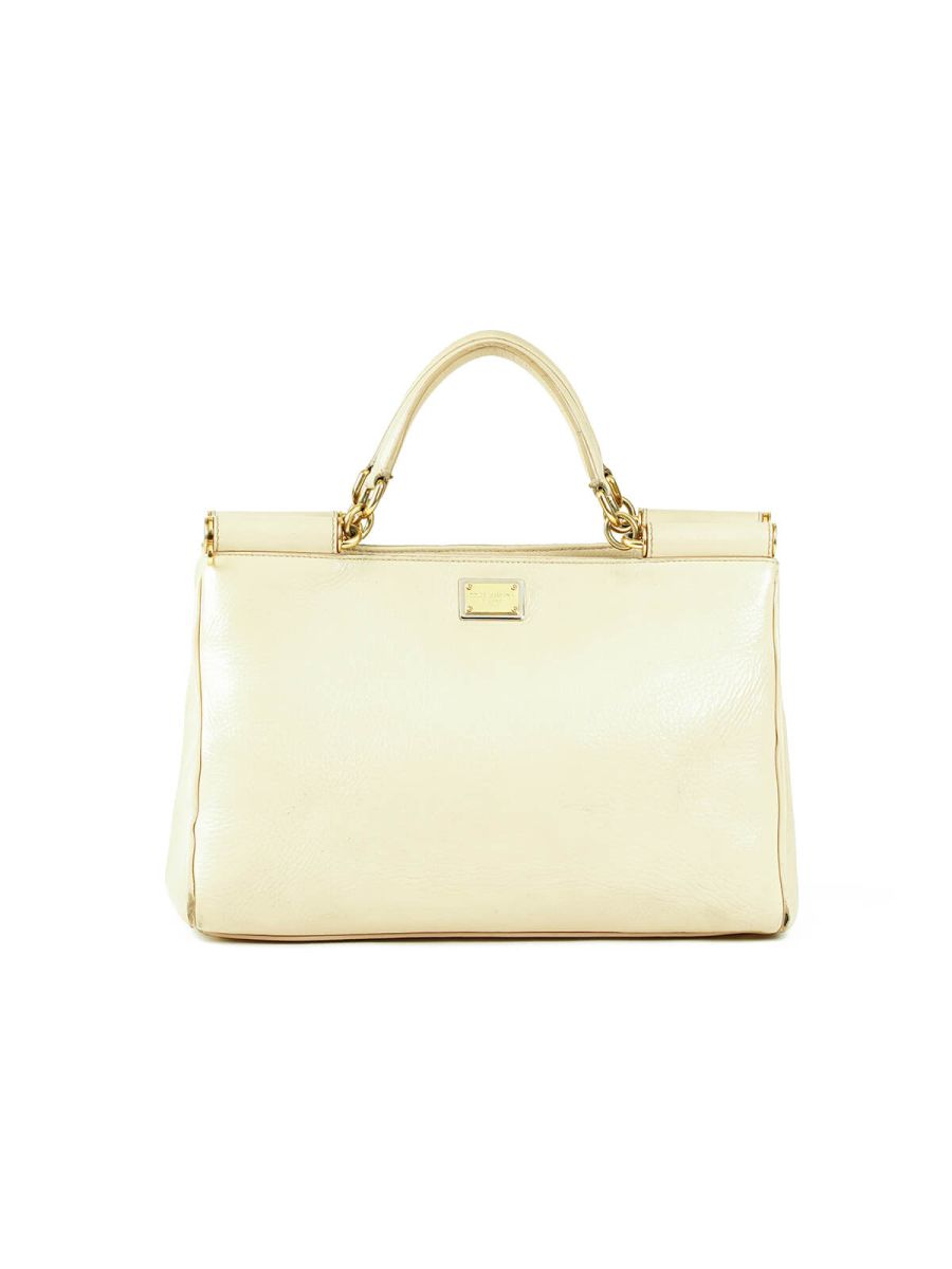 D&G Sicily Shopping Bag Beige Grained Leather