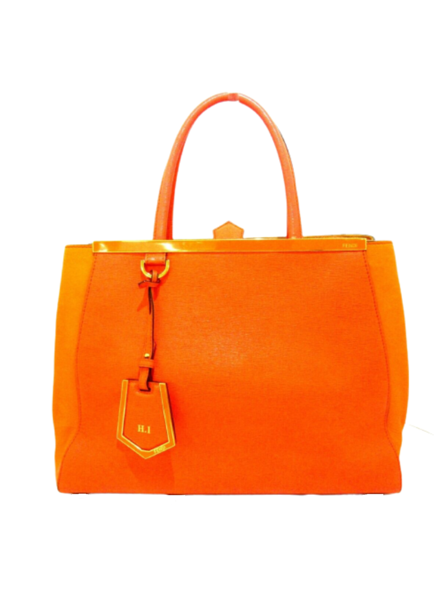 Fendi Orange Vitello Leather Medium 2 Jours Elite Bag 