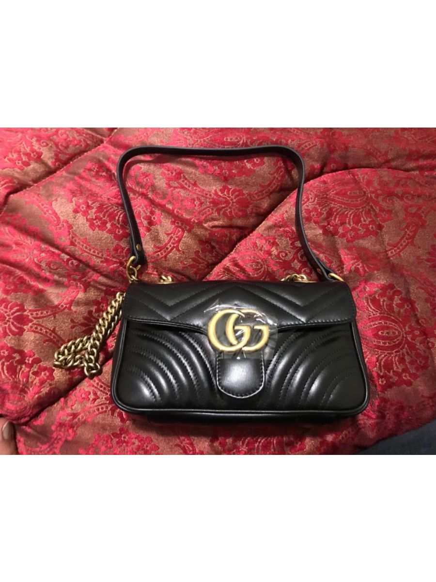 Gucci Marmont GG Black Leather Cross Body Bag