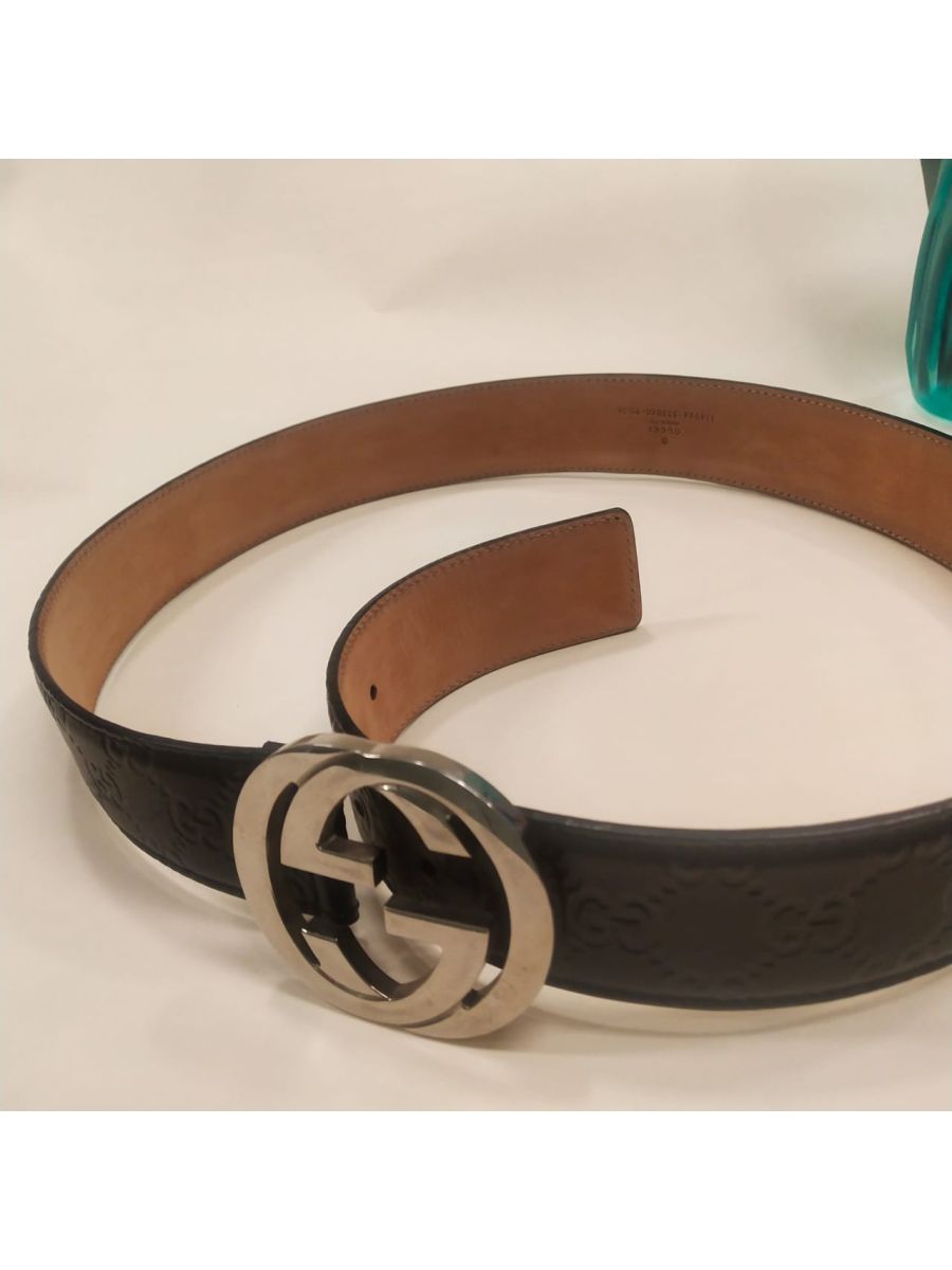 Gucci Signature Black GG Leather Belt Size 36