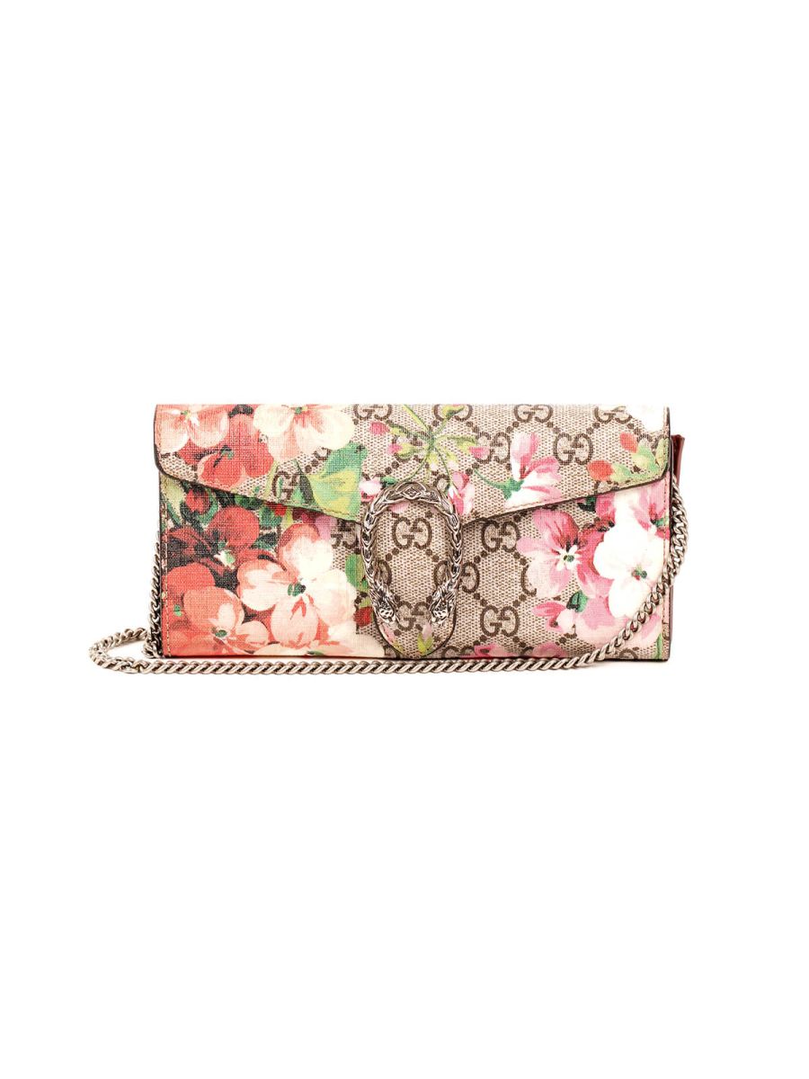 GG Supreme Canvas Dionysus Blooms Print Wallet on Chain