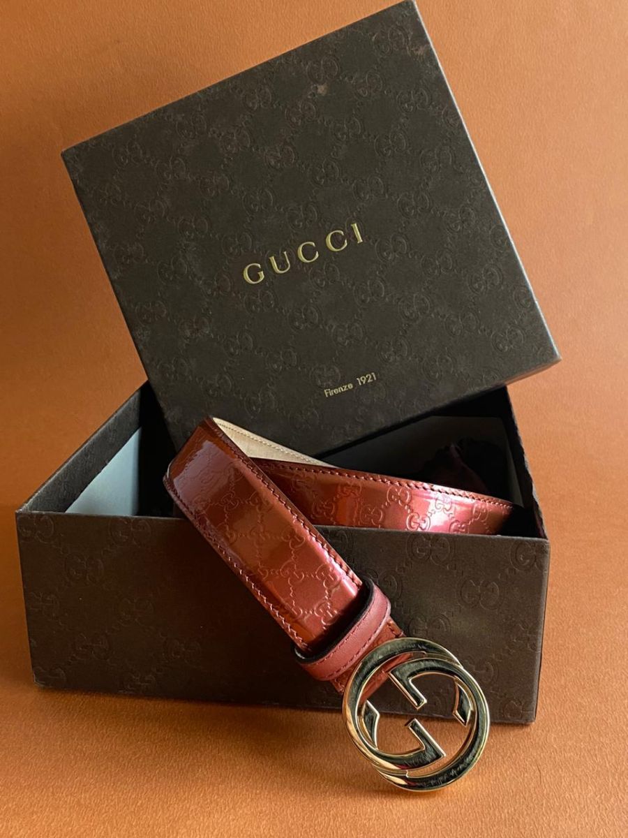 Gucci Women Signature Red GG Leather Belt