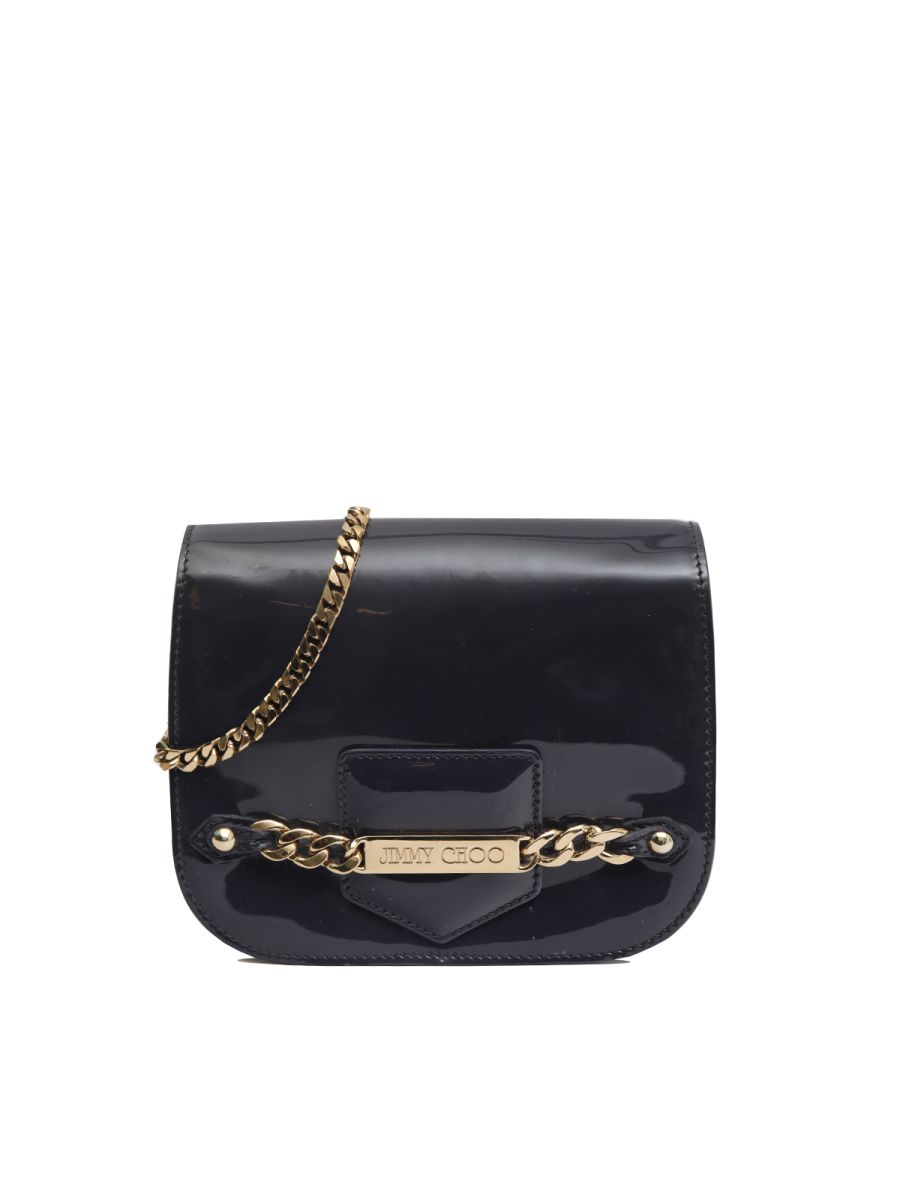 Zadie Patent Leahter Chain-Link Crossbody Bag