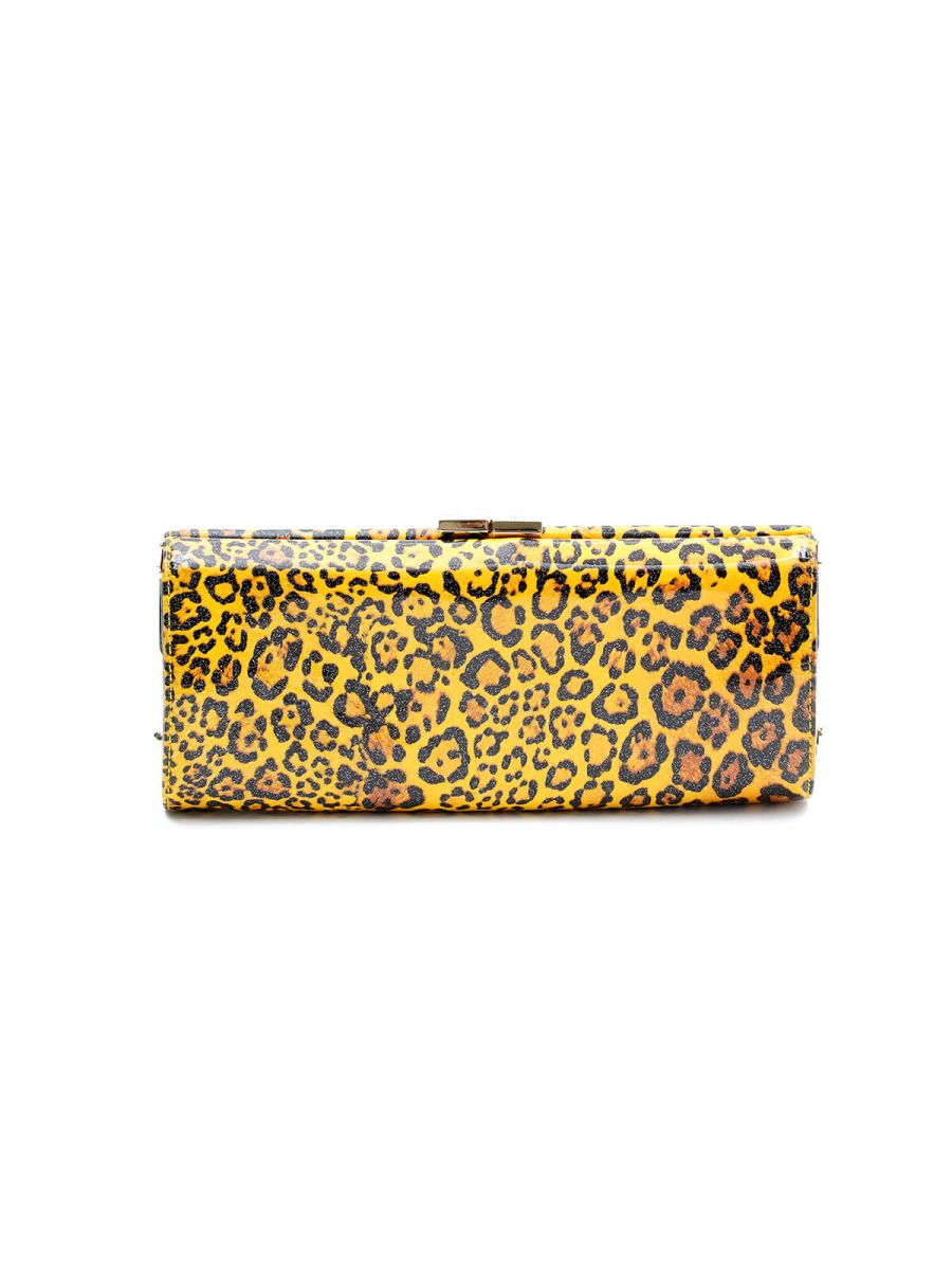 Animal Print Patent Leather Tube Clutch