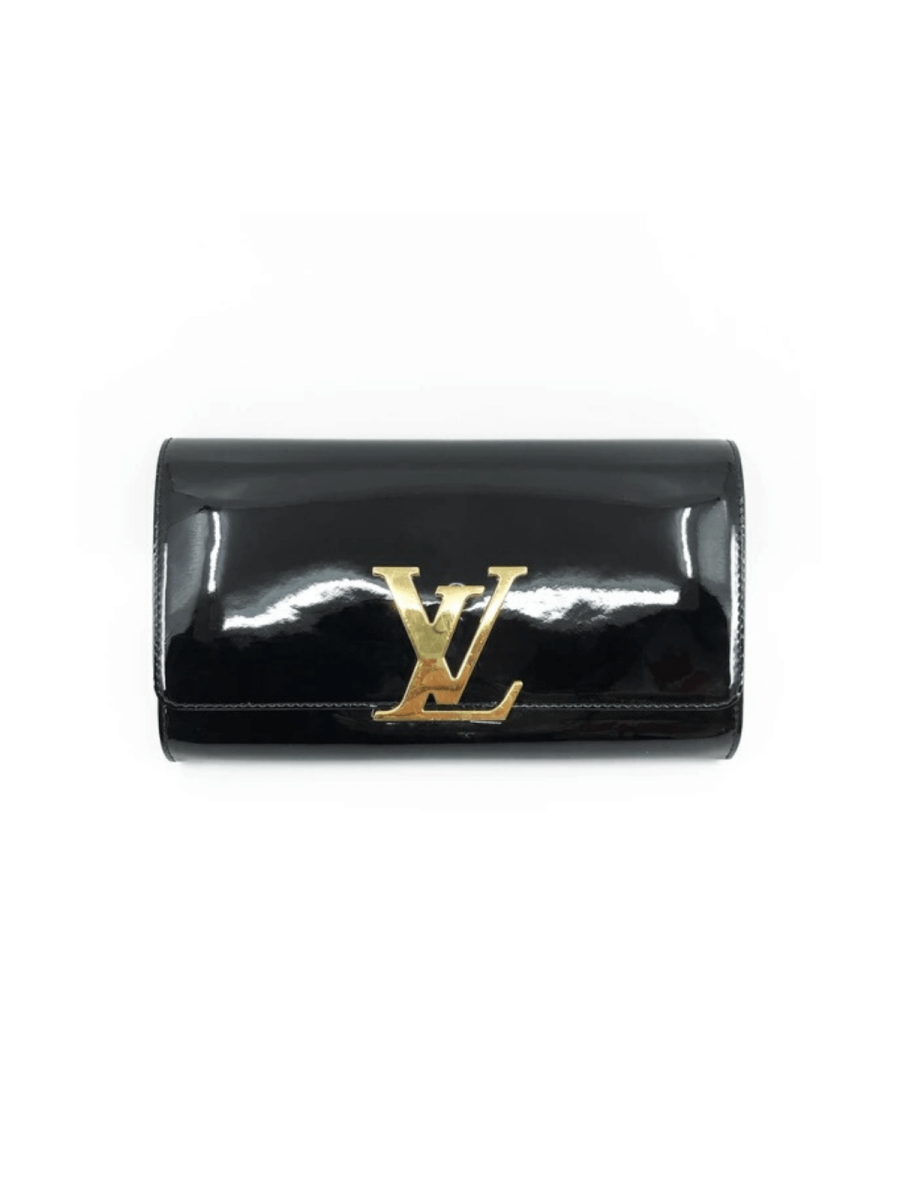 LV Black Patent Leather Louise Clutch