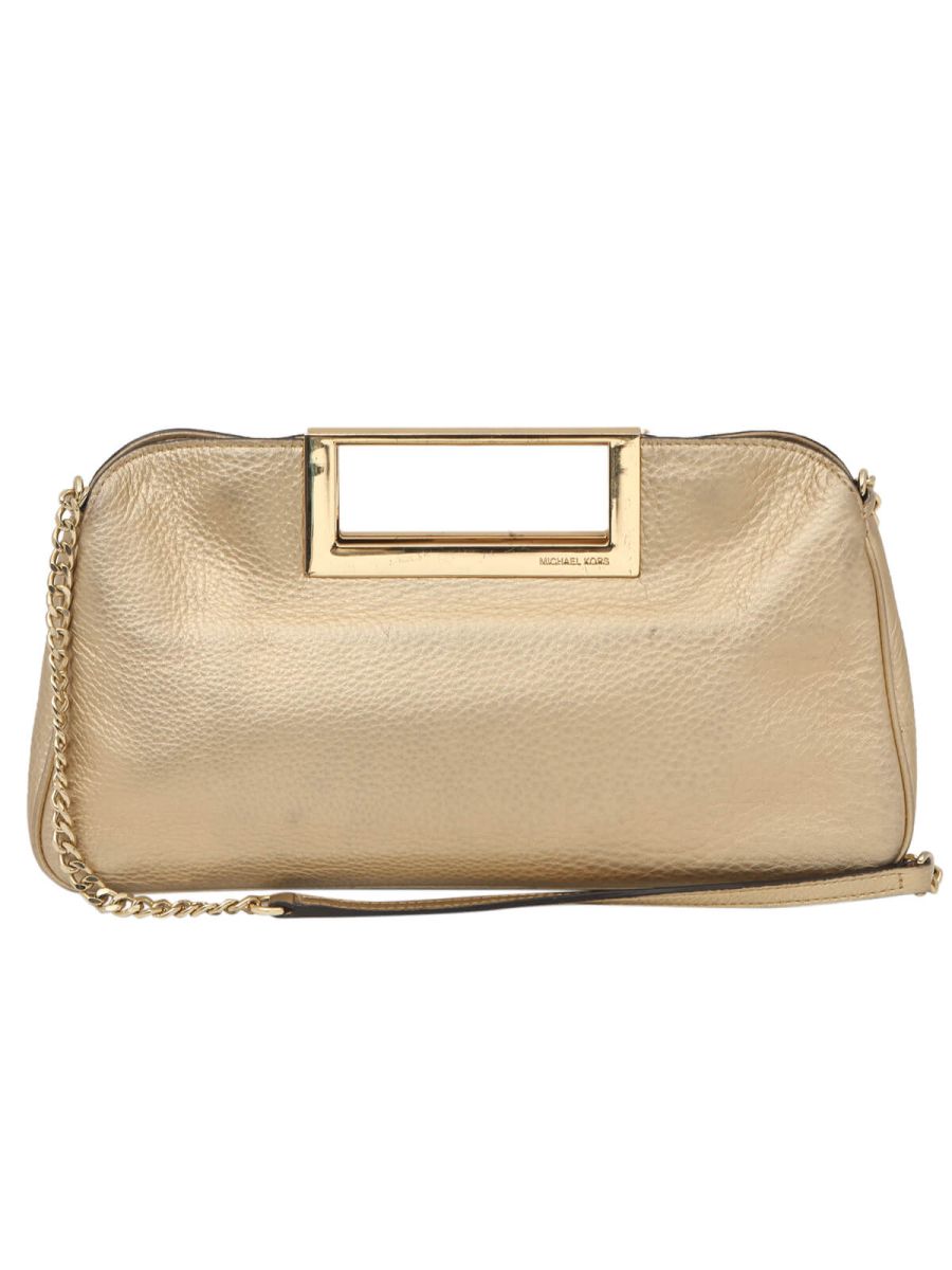 Gold Leather Berkley Clutch Sling Bag