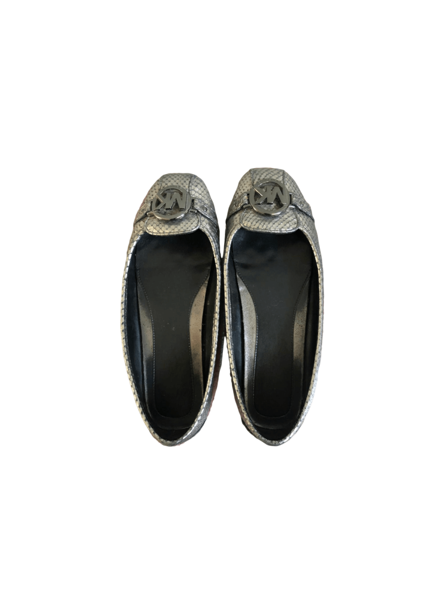 Fulton Metallic Textured-leather Ballet Flats Size – 8.5