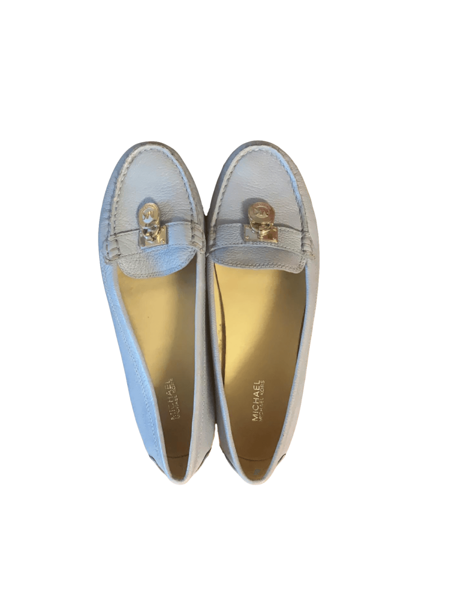White MK Hamilton Gold Charm Loafers Size - 8.5