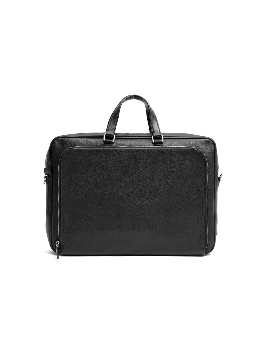 Baltico Black Saffiano Leather Briefcase Bag
