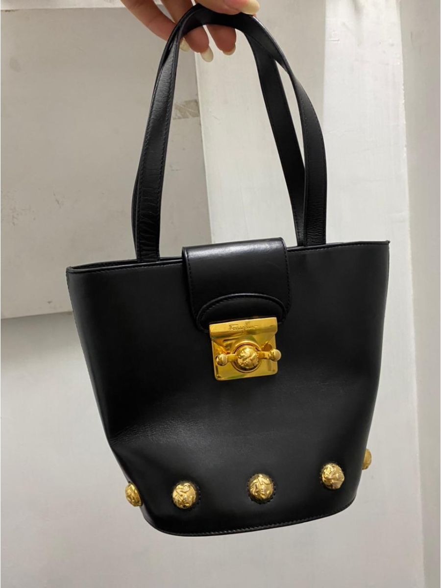 Salvatore Ferragamo Vintage Flap-lock Studded Leather Handbag