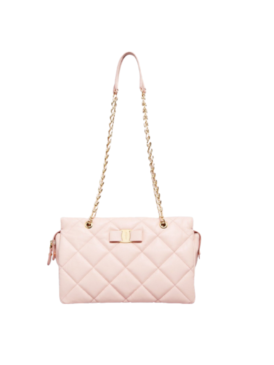 Blush Pink Quilted Shoulder Bag
