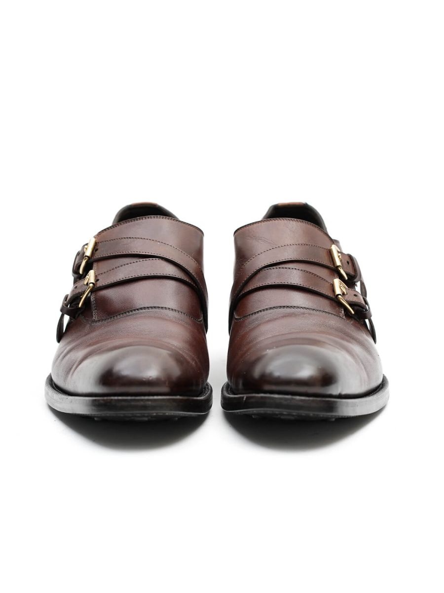 Louis Vuitton Brown Double Buckle Leather Men Shoes
