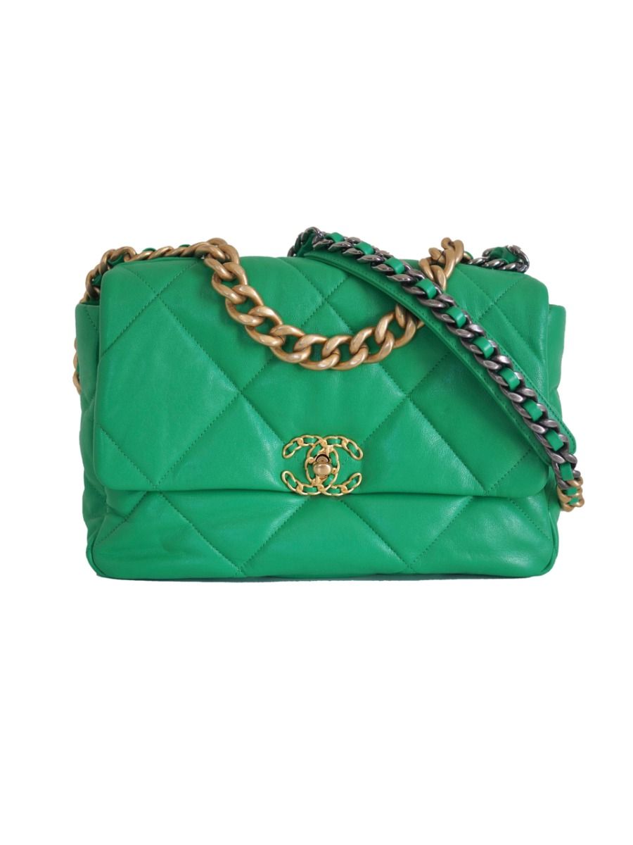 Chanel 19 Green Lambskin Small Crossbody Bag