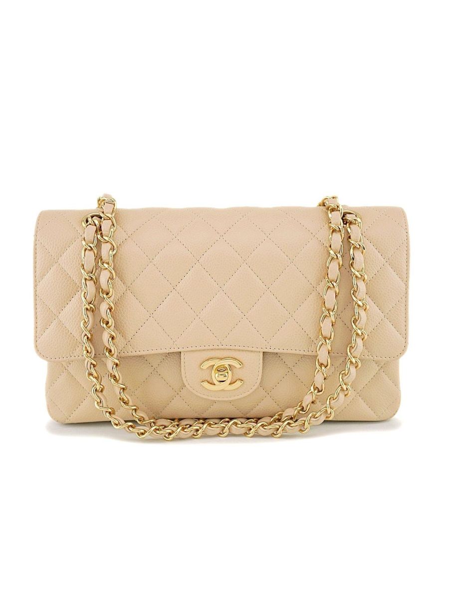 Chanel beige medium flap bag