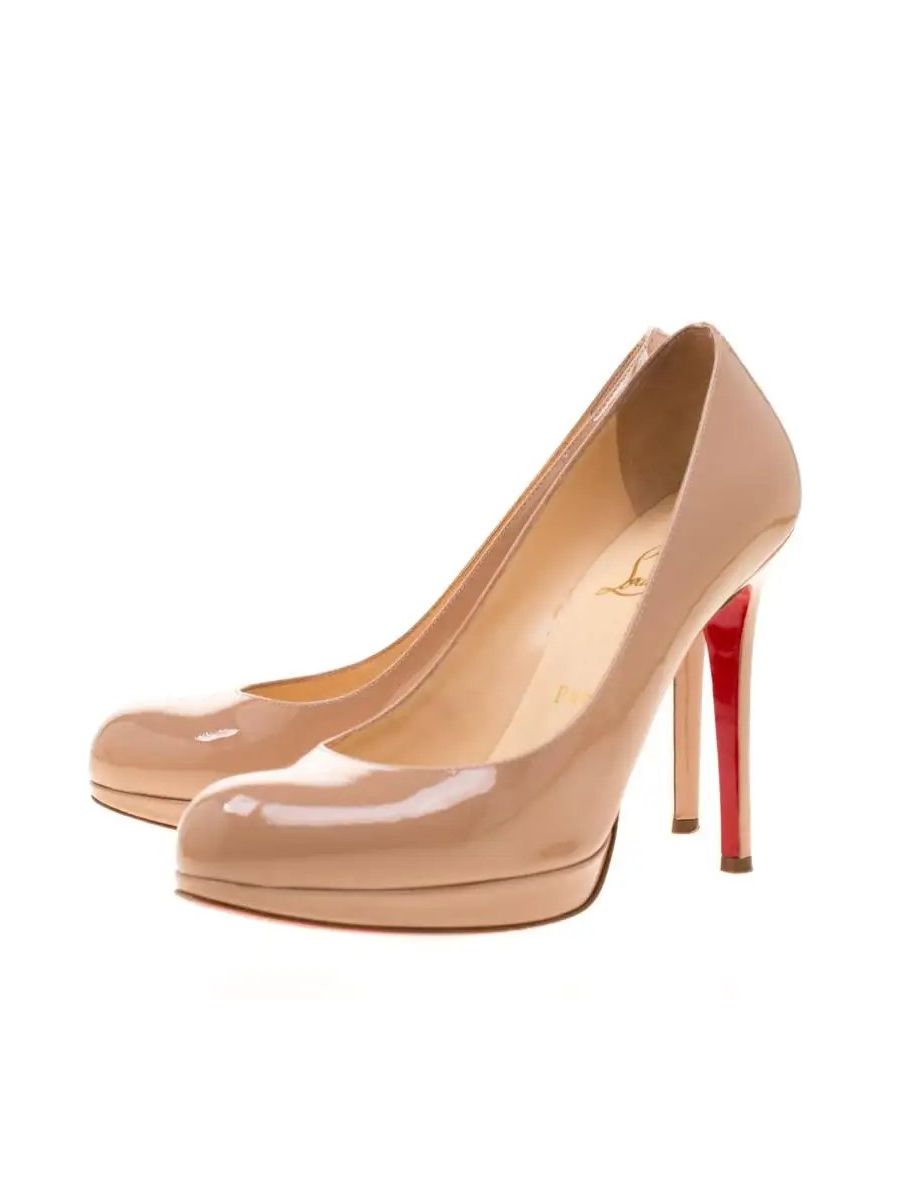 Christian Louboutin Beige Patent Leather Neofilo Pumps Size-39