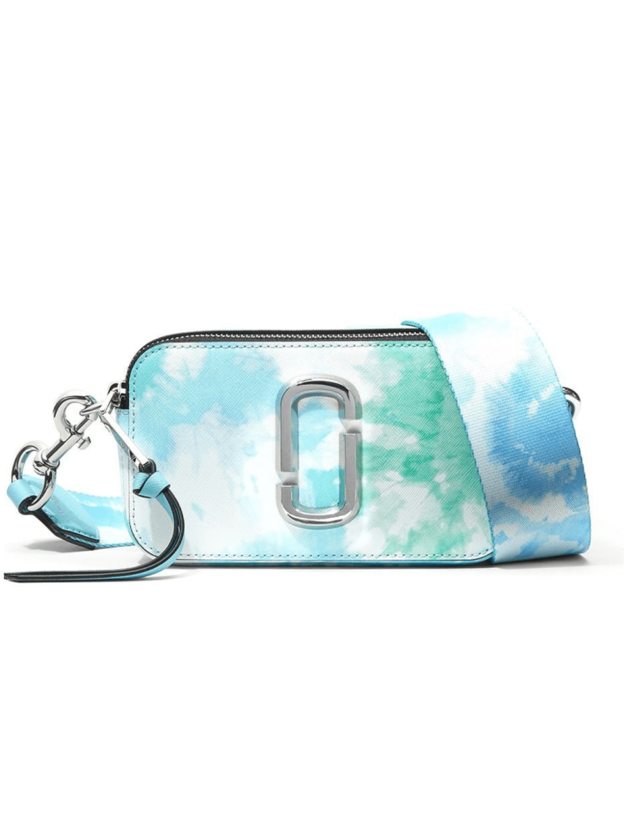 Tie-Dye Snapshot Blue/White/Green Crossbody Bag