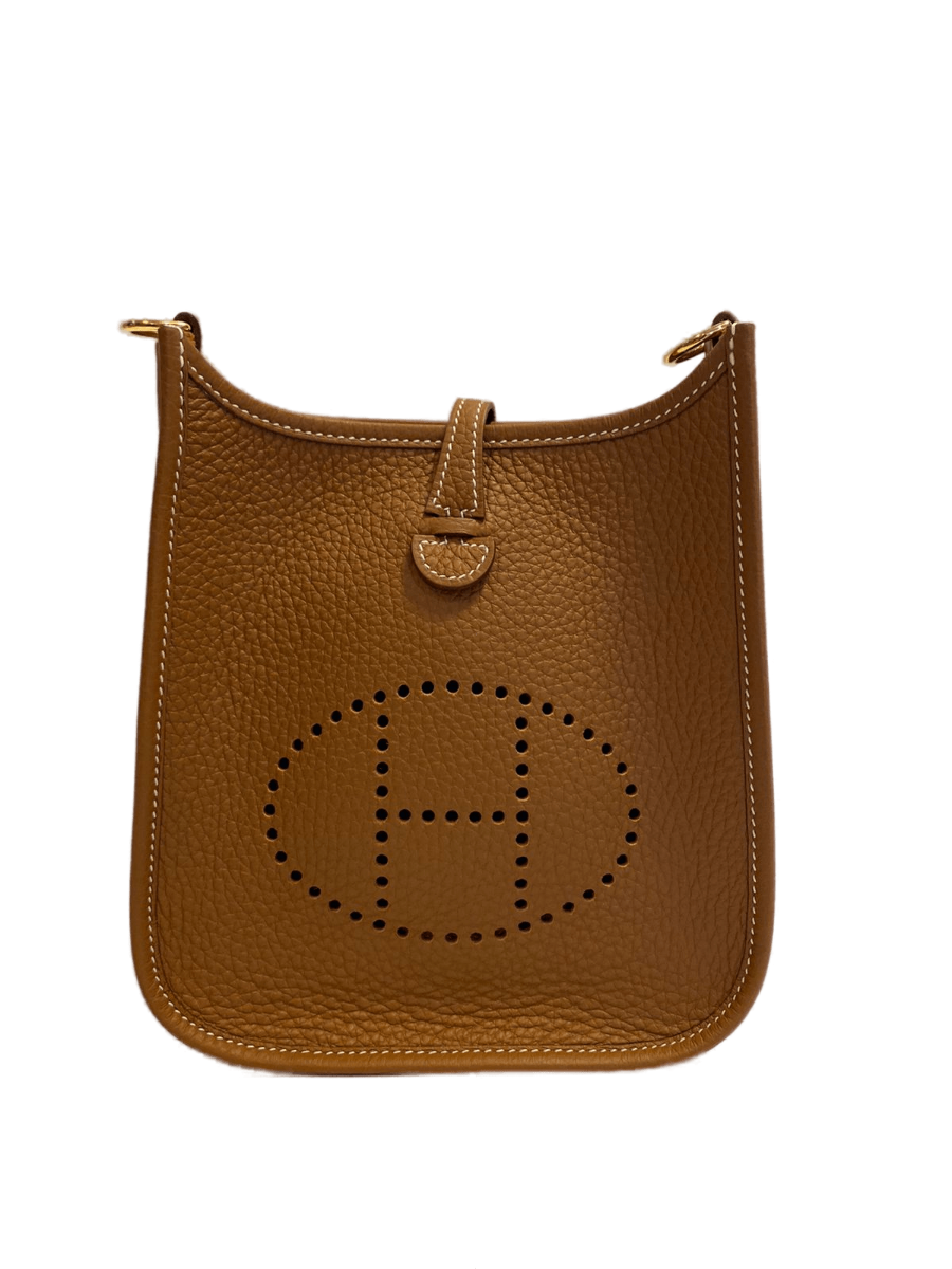 Hermes Gold Brown Mini TPM Evelyne Messenger Bag